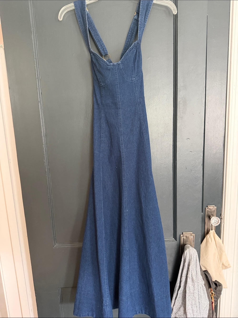 Corset denim midi dress